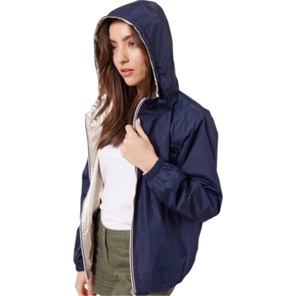 Reversible Rain Bomber with hood (Made in Italy)